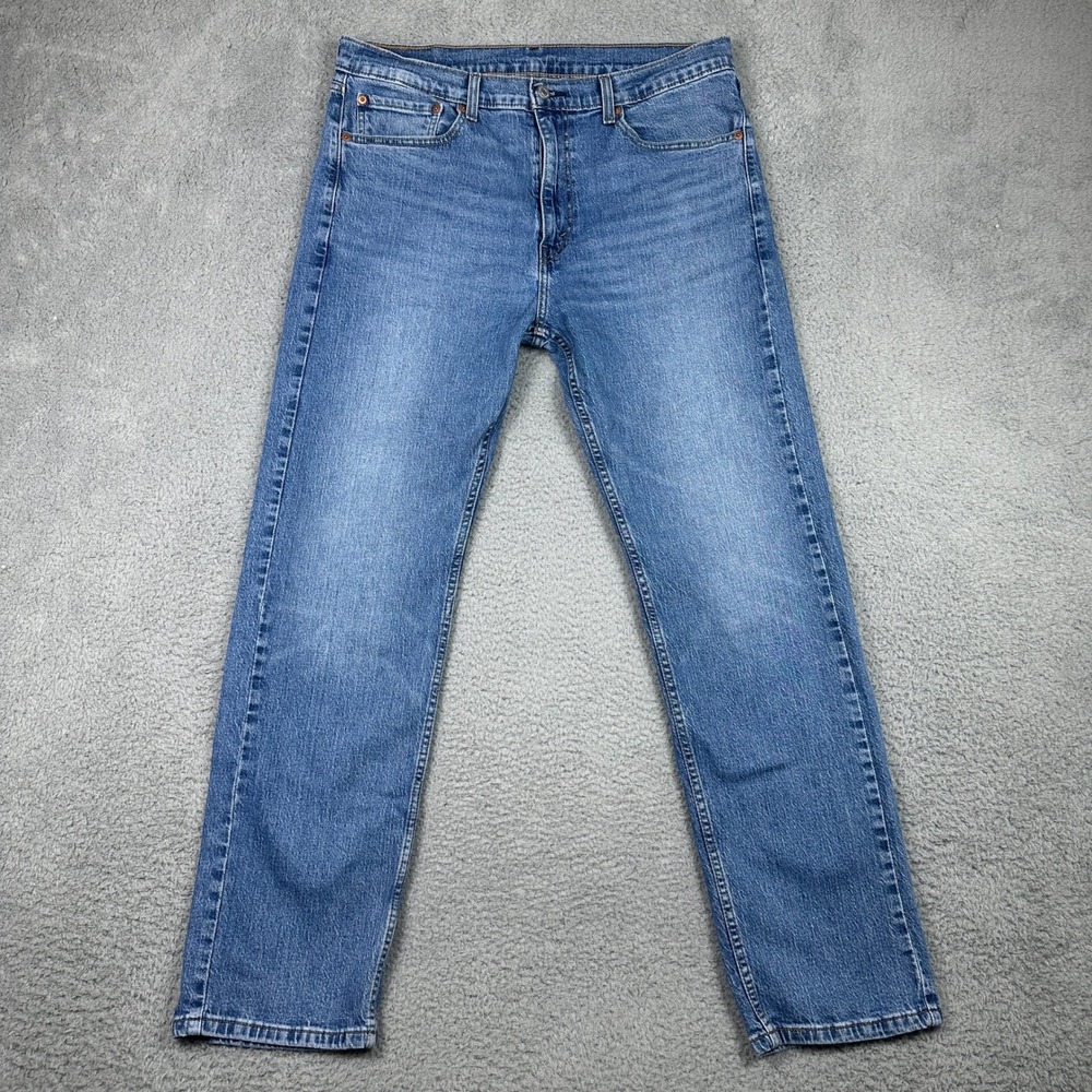 Levis 505 Regular Fit Jeans Mens 36x32 (Fits 35x30) Blue Straight Stretch Denim